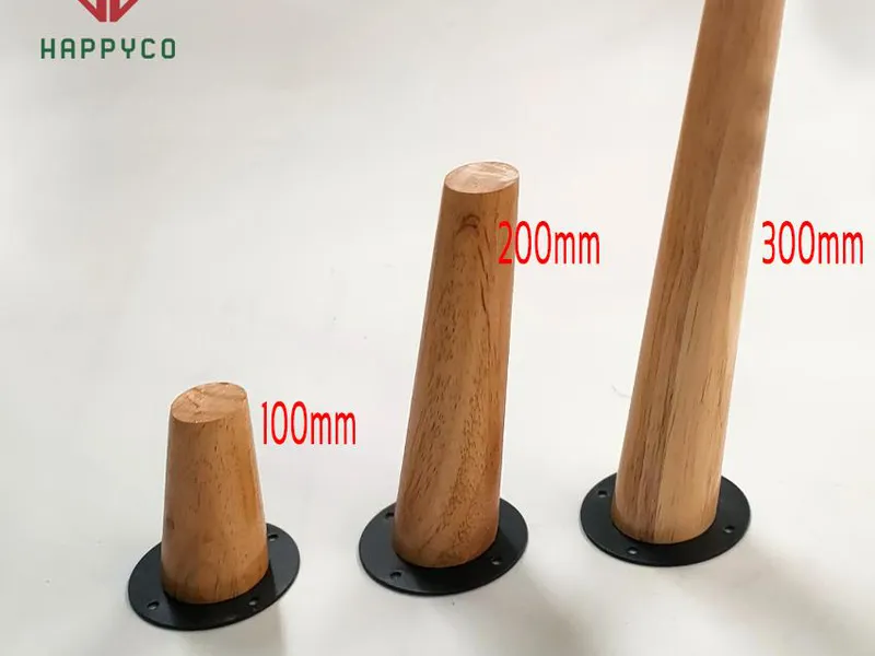 Chân Gỗ Đế Sắt Đen Tròn Rời