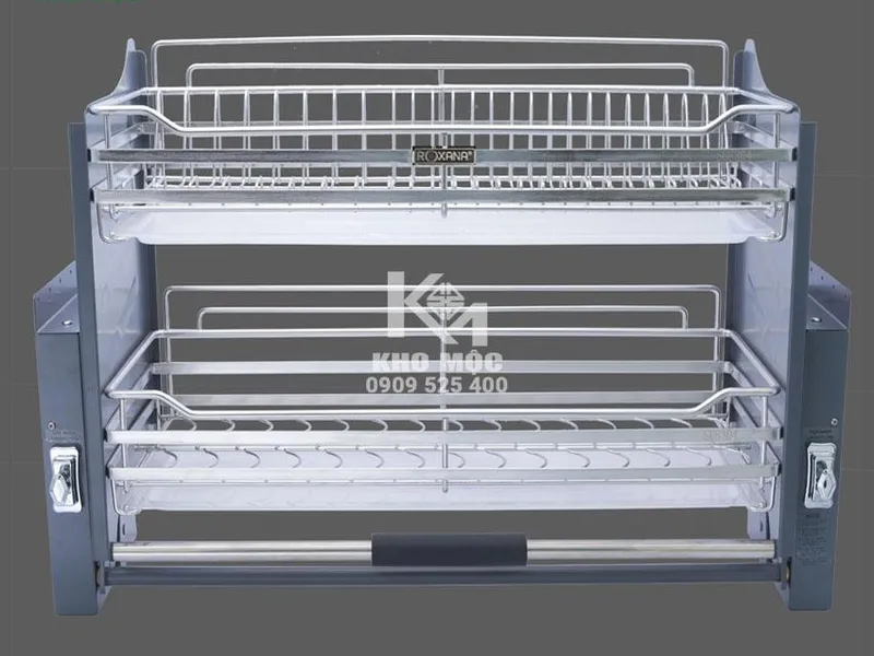 GIÁ CHÉN BÁT NÂNG HẠ DI ĐỘNG 2 TẦNG ROXANA INOX PHỦ CROM  Mã R014