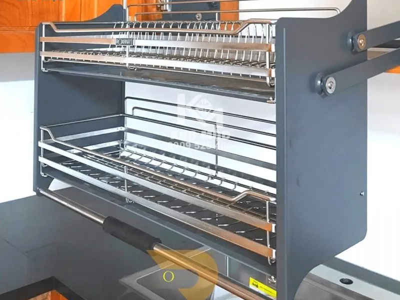 GIÁ CHÉN BÁT NÂNG HẠ DI ĐỘNG 2 TẦNG ROXANA INOX PHỦ CROM  Mã R014
