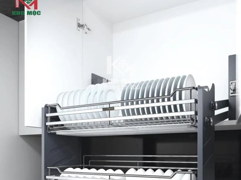 GIÁ CHÉN BÁT NÂNG HẠ DI ĐỘNG 2 TẦNG ROXANA INOX PHỦ CROM  Mã R014