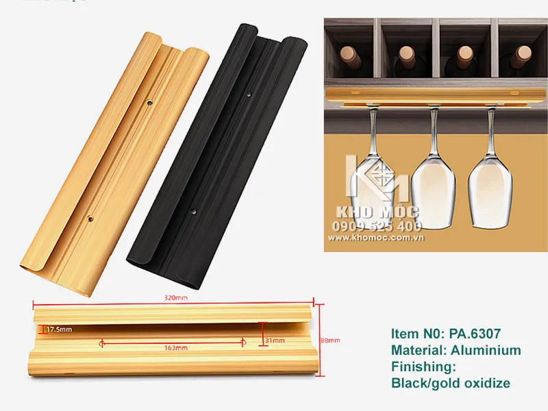 Giá Treo Ly Rượu Vang Gắn Tủ