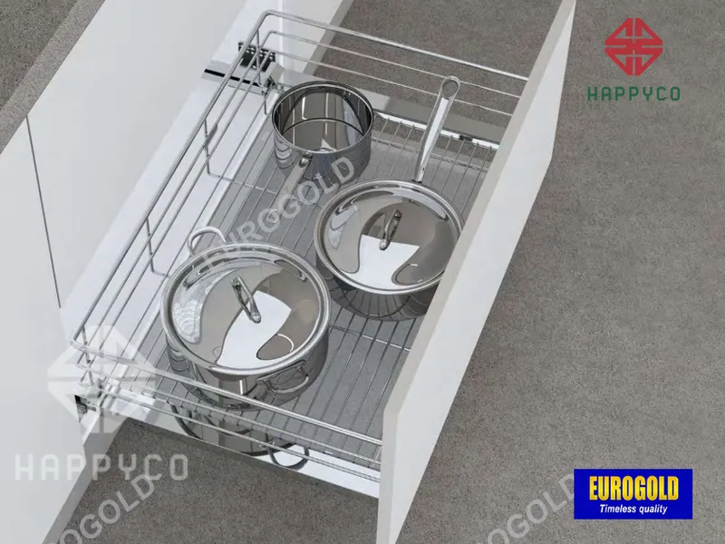 GIÁ XOONG NỒI INOX NAN ÂM TỦ GẮN CÁNH EG6160 EUROGOLD