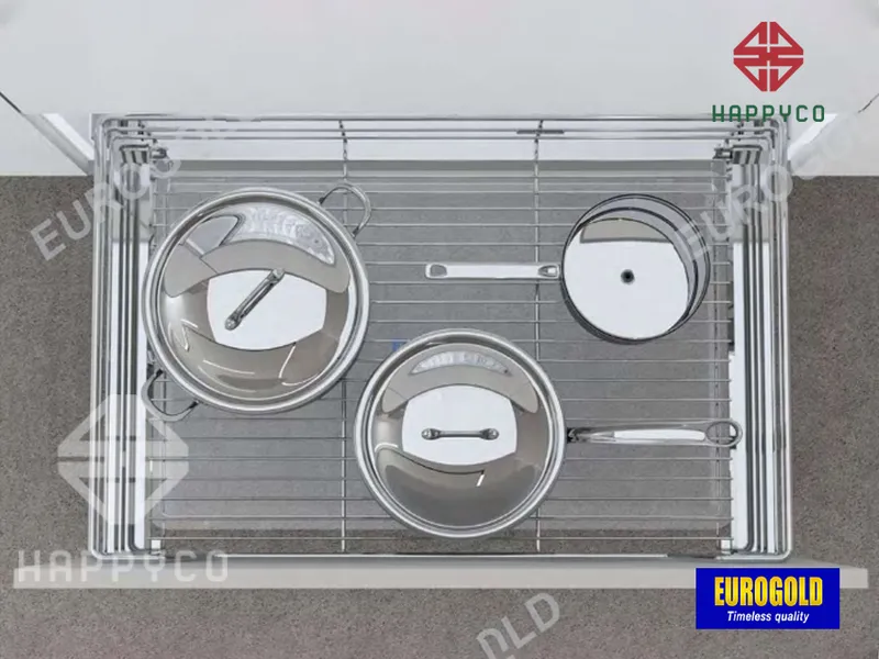 GIÁ XOONG NỒI INOX NAN ÂM TỦ GẮN CÁNH EG6160 EUROGOLD