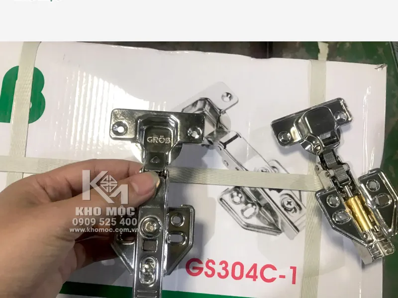 Bản Lề Giảm Chấn GROB GS304C THÉP MẠ INOX (Cặp) 