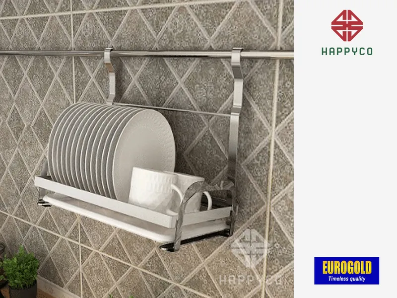 KỆ ĐỂ ĐĨA TREO NGOÀI INOX NAN DẸT 304 EUROGOLD EV88