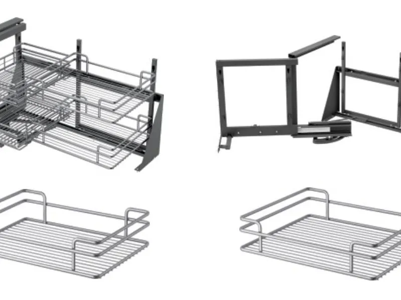 KỆ GIÁ GÓC LIÊN HOÀN CÁNH KÉO, NAN OVAL, PHỦ NANO, RAY ÂM GIẢM CHẤN ROXANA Mã R008-R / R008-L 