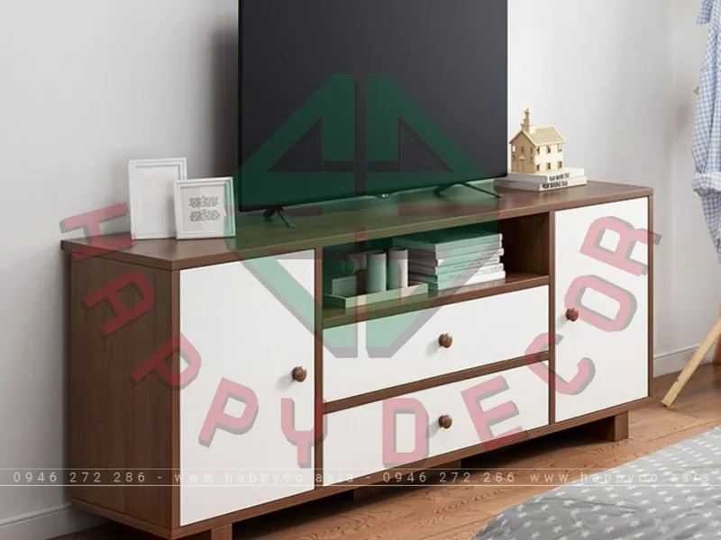 KỆ TIVI GỖ MDF VÂN GỖ PHỐI TRẮNG HIỆN ĐẠI KT6833