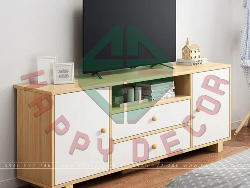 KỆ TIVI GỖ MDF VÂN GỖ PHỐI TRẮNG HIỆN ĐẠI KT6833