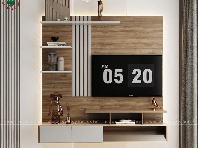 Kệ tivi treo tường phòng khách hiện đại KT6814