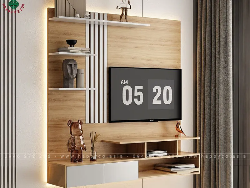 Kệ tivi treo tường phòng khách hiện đại KT6814
