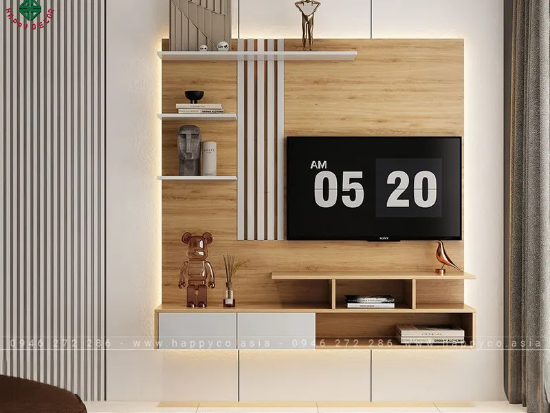 Kệ tivi treo tường phòng khách hiện đại KT6814