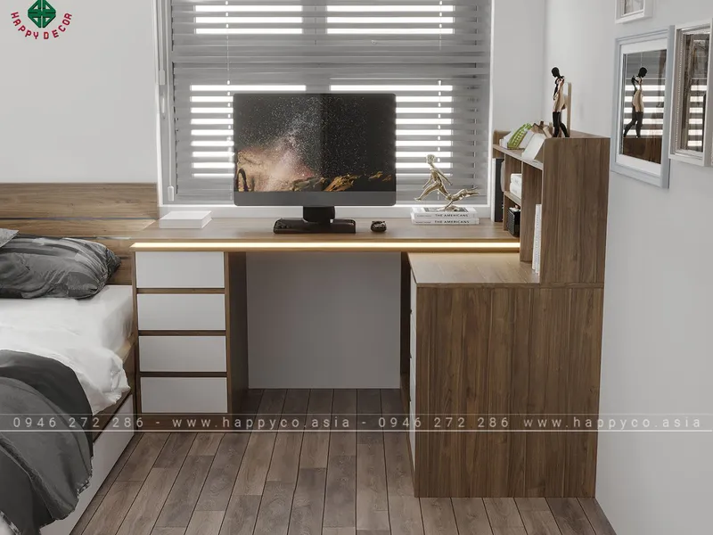 Mẫu bàn làm việc góc đẹp tại nhà BV6803
