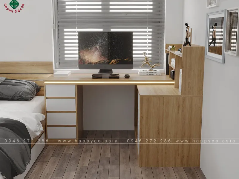 Mẫu bàn làm việc góc đẹp tại nhà BV6803