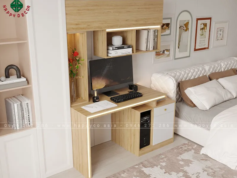 Mẫu bàn làm việc tại nhà kết hợp giá treo tường BV6806