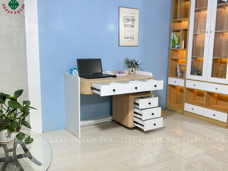 Mẫu bàn làm việc tại nhà có tủ ngăn kéo BV6805