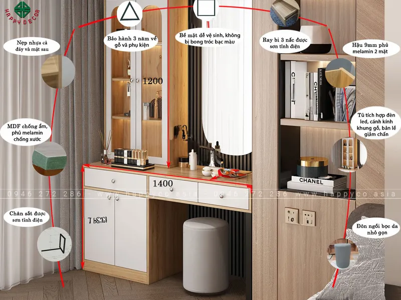Bàn trang điểm cao cấp BP6802
