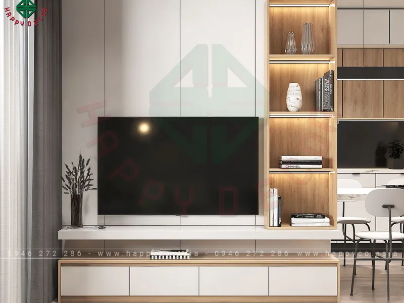 Kệ tivi kết hợp tủ trang trí cho phòng khách đẹp KT6805