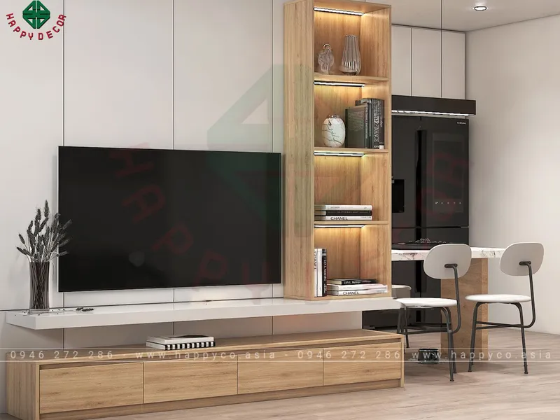 Kệ tivi kết hợp tủ trang trí cho phòng khách đẹp KT6805