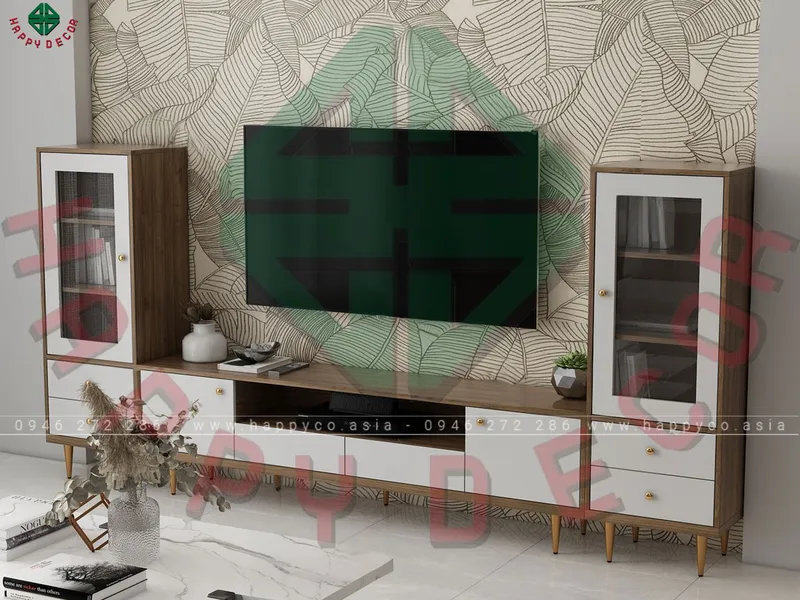 Kệ tivi kèm tủ trang trí hiện đại KT6803