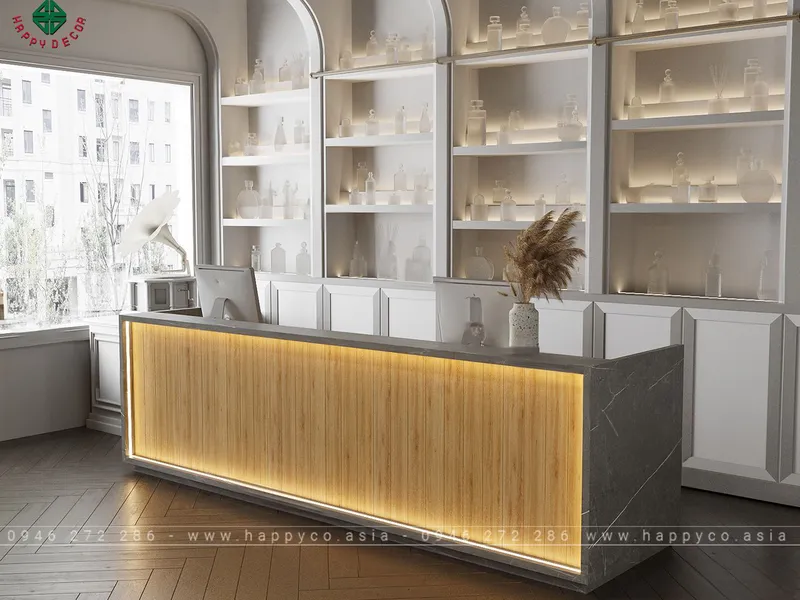 Mẫu quầy thu ngân gỗ đẹp BQ6809