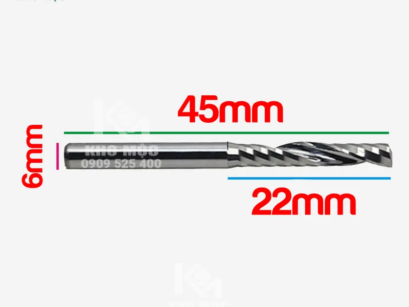 Dao 6*22*45mm 1 Me Xoắn CNC