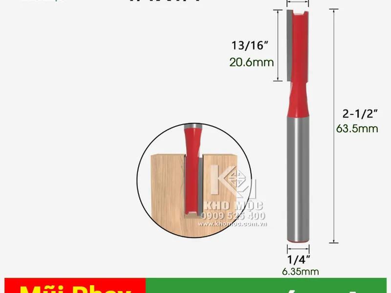 MŨI PHAY GỖ THẲNG - KHÔNG ĐẠN