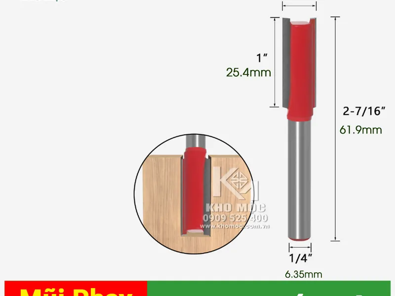 MŨI PHAY GỖ THẲNG - KHÔNG ĐẠN