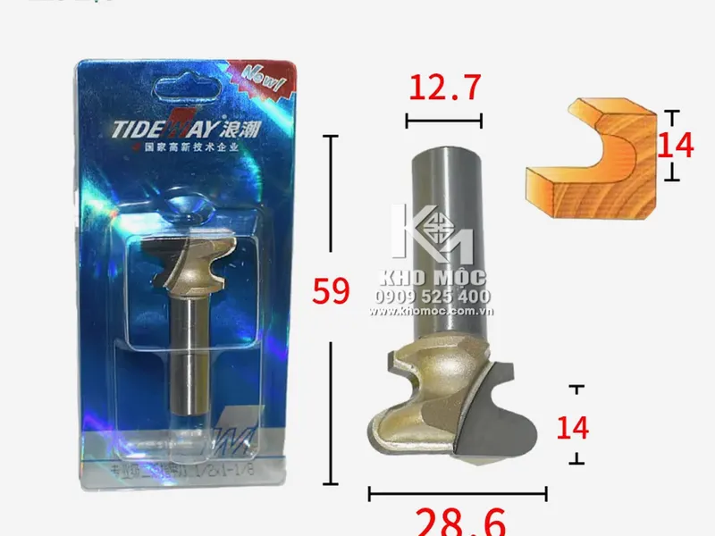 Mã 1/2x1-1/8 TIDEWAY AC1503 MŨI SOI GỖ KHOÉT HÈM TAY NẮM NGĂN KÉO D28.6