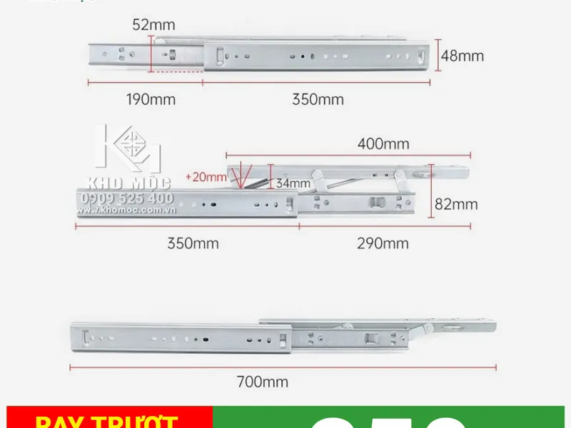 Ray mở rộng bàn về 1 phía