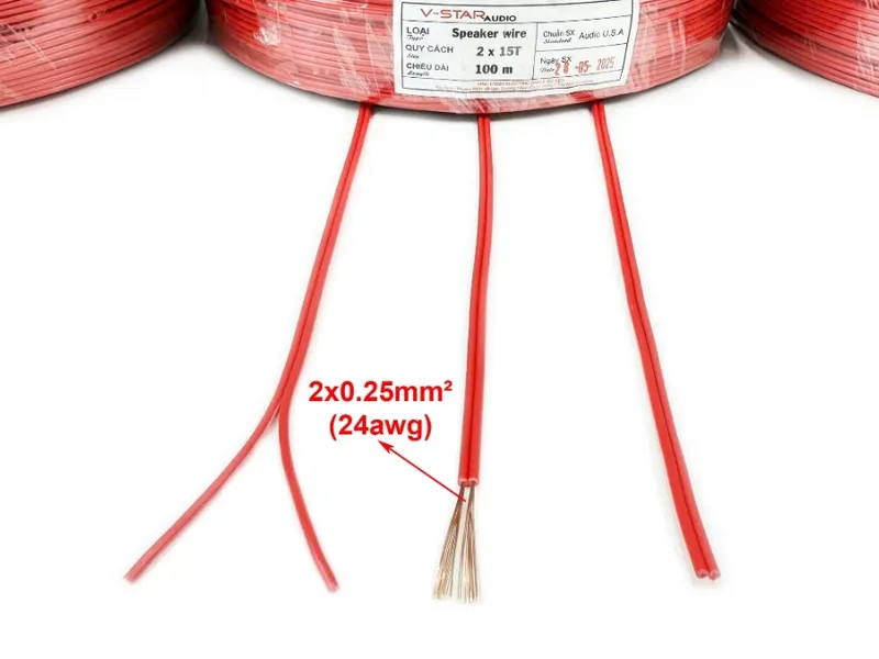Dây Điện Đôi V-Star USA Lõi Đồng 100% Đỏ Đen 2x15 