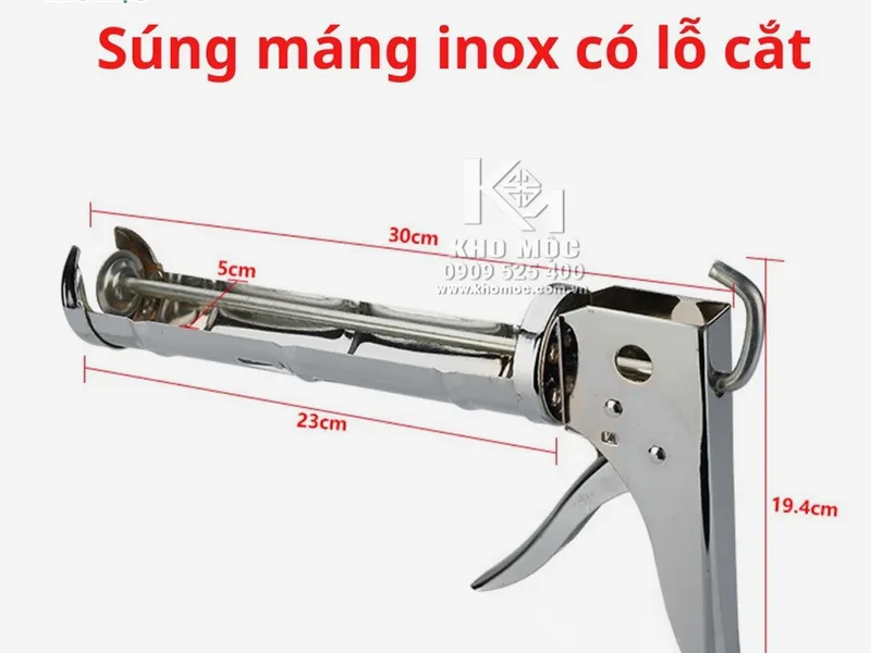 Súng Silicon INOX Hàng Loại Dày Cao Cấp Có Đầu Cắt Ống Keo