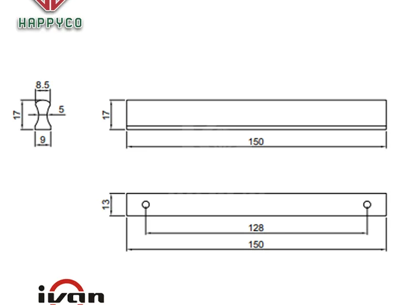 Tay nắm PE 09613 IVAN SC Crom mờ ( giống tay nắm PE )