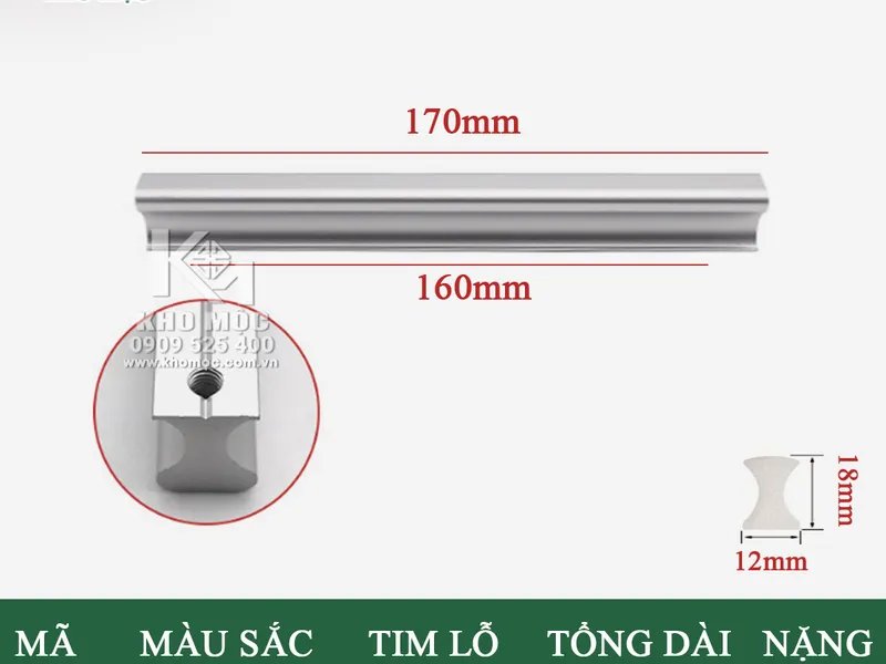 Tay Nắm PE Nhôm Mờ