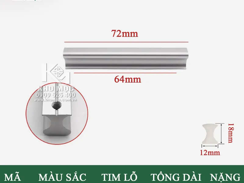 Tay Nắm PE Nhôm Mờ