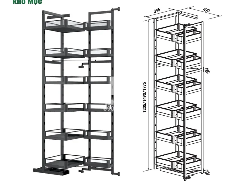 TỦ ĐỒ KHÔ NAN HỘP, RAY ÂM GIẢM CHẤN ROXANA Mã R010 