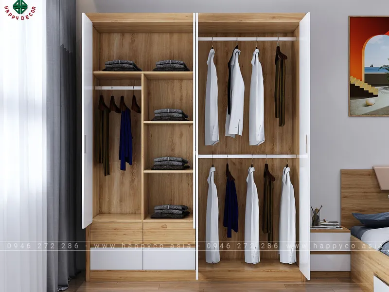 Tủ quần áo 4 buồng tiện dụng TA6824