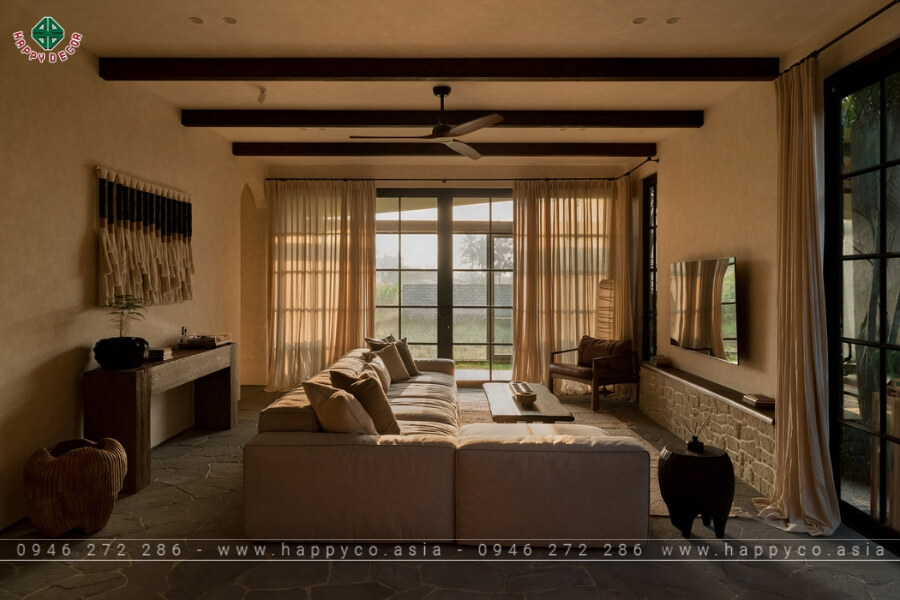 Phòng khách ấm cúng với tông màu ấm Phòng khách ấm cúng với tông màu ấm