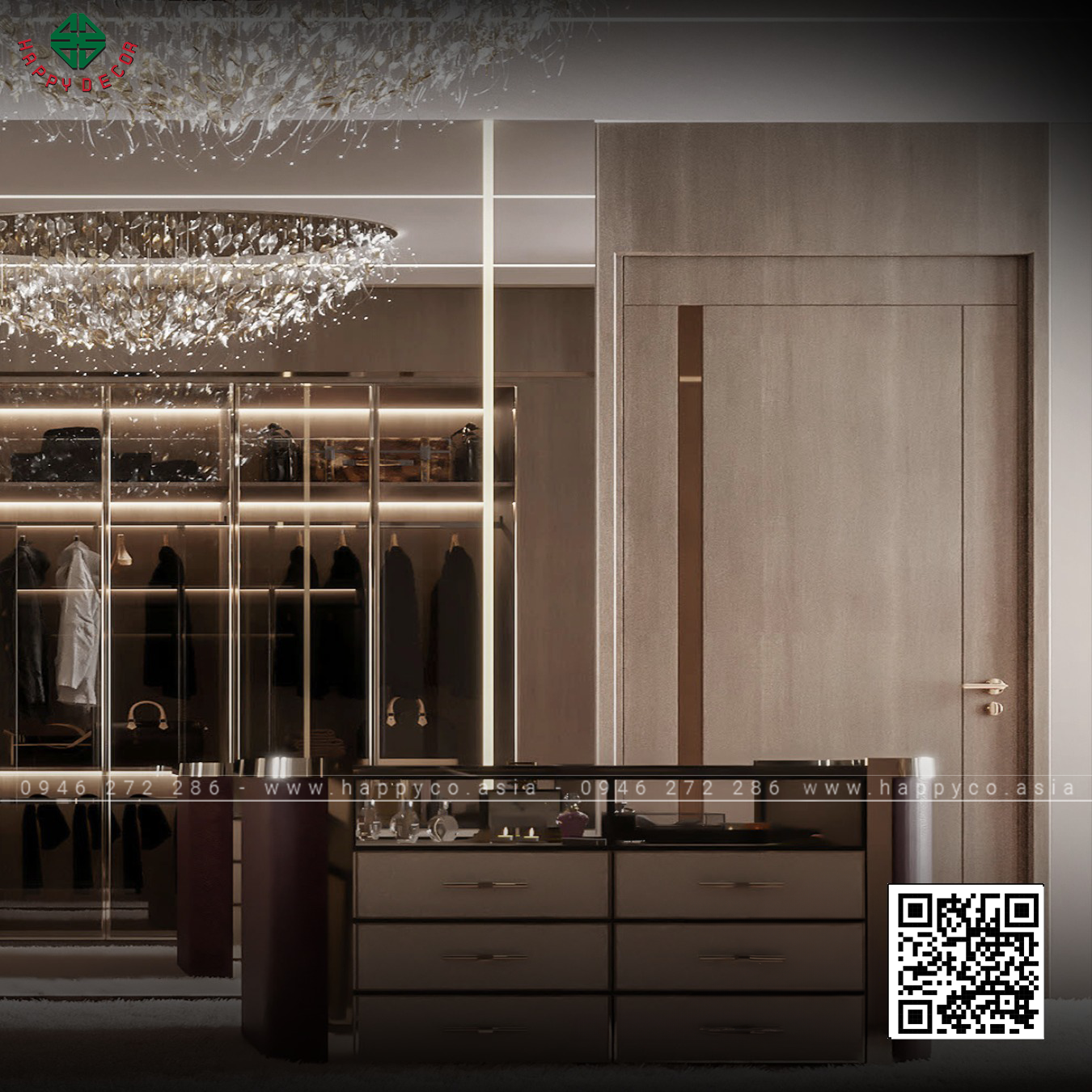 Tủ áo cánh kính giúp không gian phòng ngủ