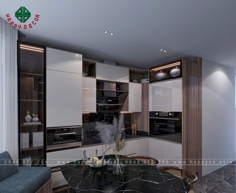 Tủ bếp cánh kính cường lực- Mẫu 11