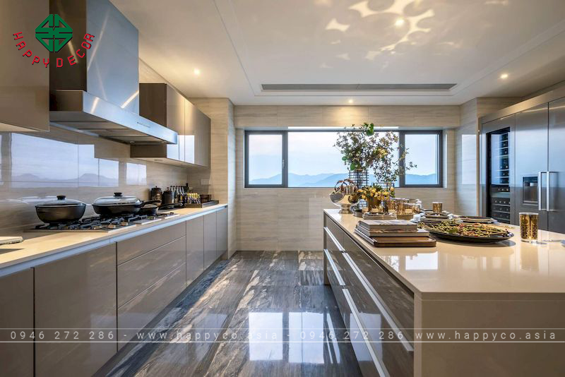 Tủ bếp cánh kính cường lực- Mẫu 16