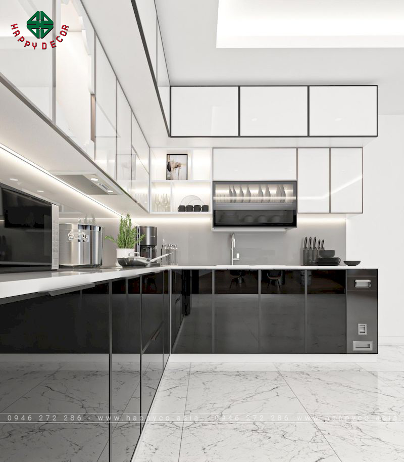 Tủ bếp cánh kính cường lực- Mẫu 07