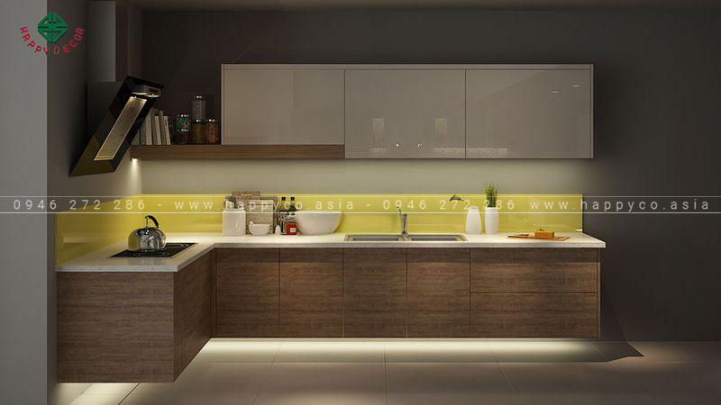 Tủ bếp melamine đẹp - Mẫu 02