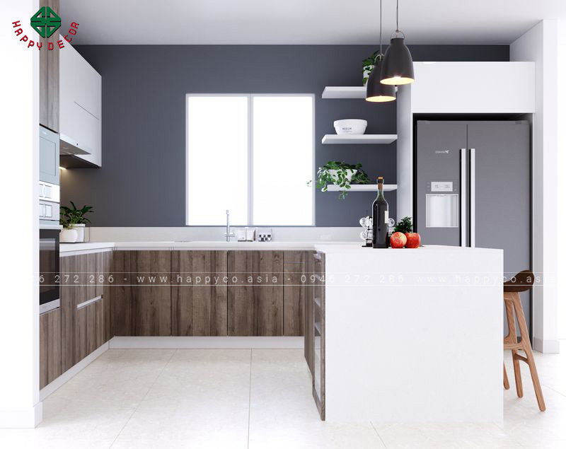 Tủ bếp melamine đẹp - mẫu 23