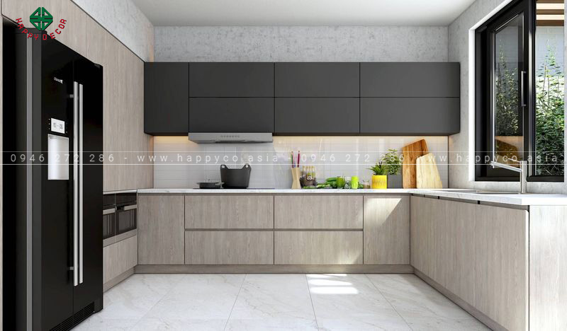 Tủ bếp melamine đẹp - mẫu 03