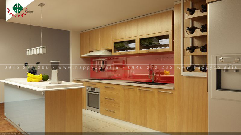 Tủ bếp melamine đẹp - mẫu 01