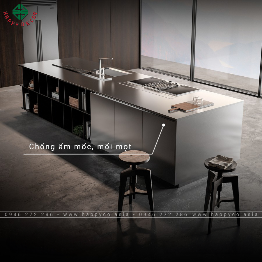 Tủ bếp thép không gỉ đẹp, hiện đại