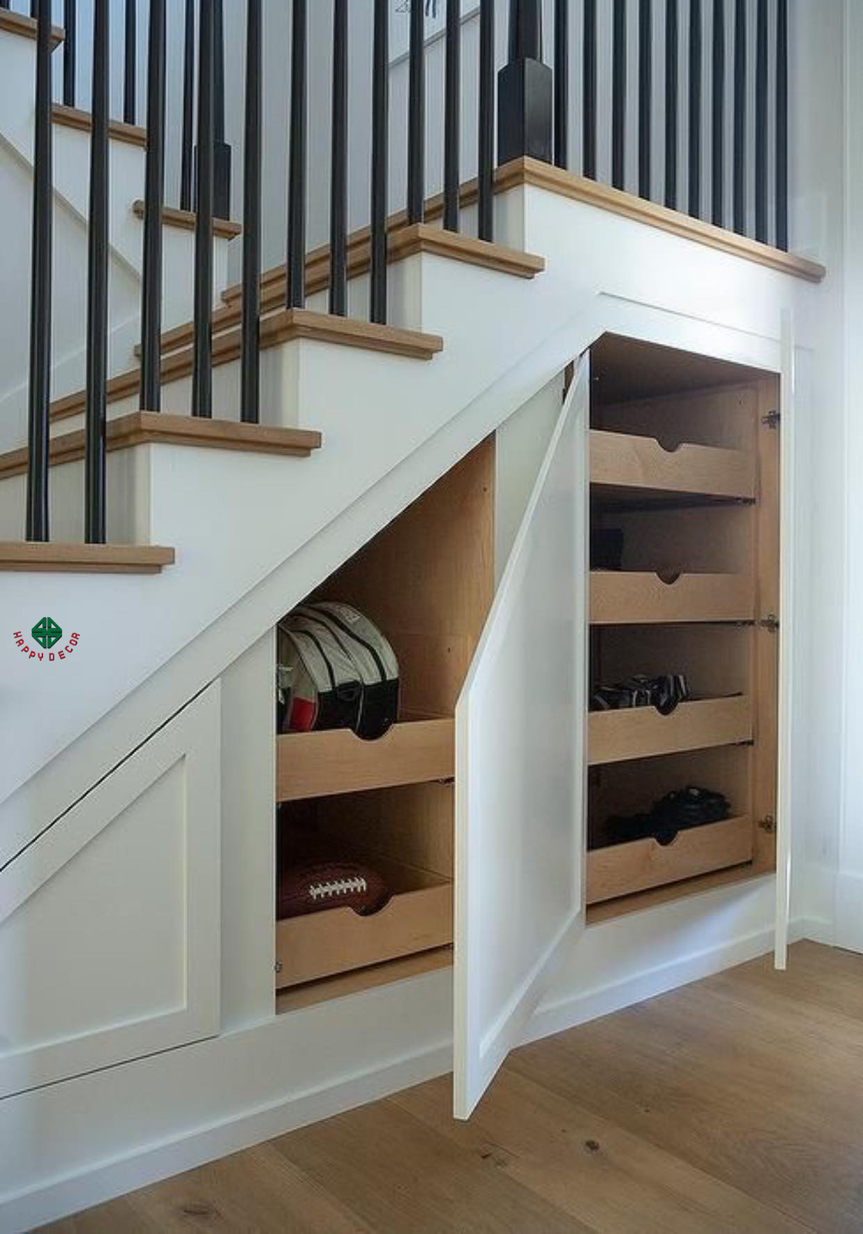 mẫu cầu thang gỗ công nghiệp tinh tế bắt mắt