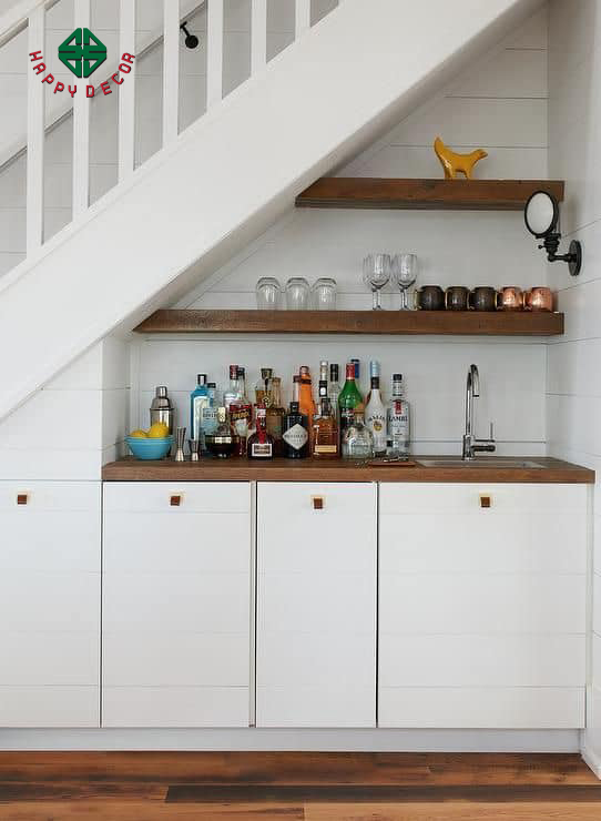 mẫu cầu thang gỗ công nghiệp tinh tế bắt mắt