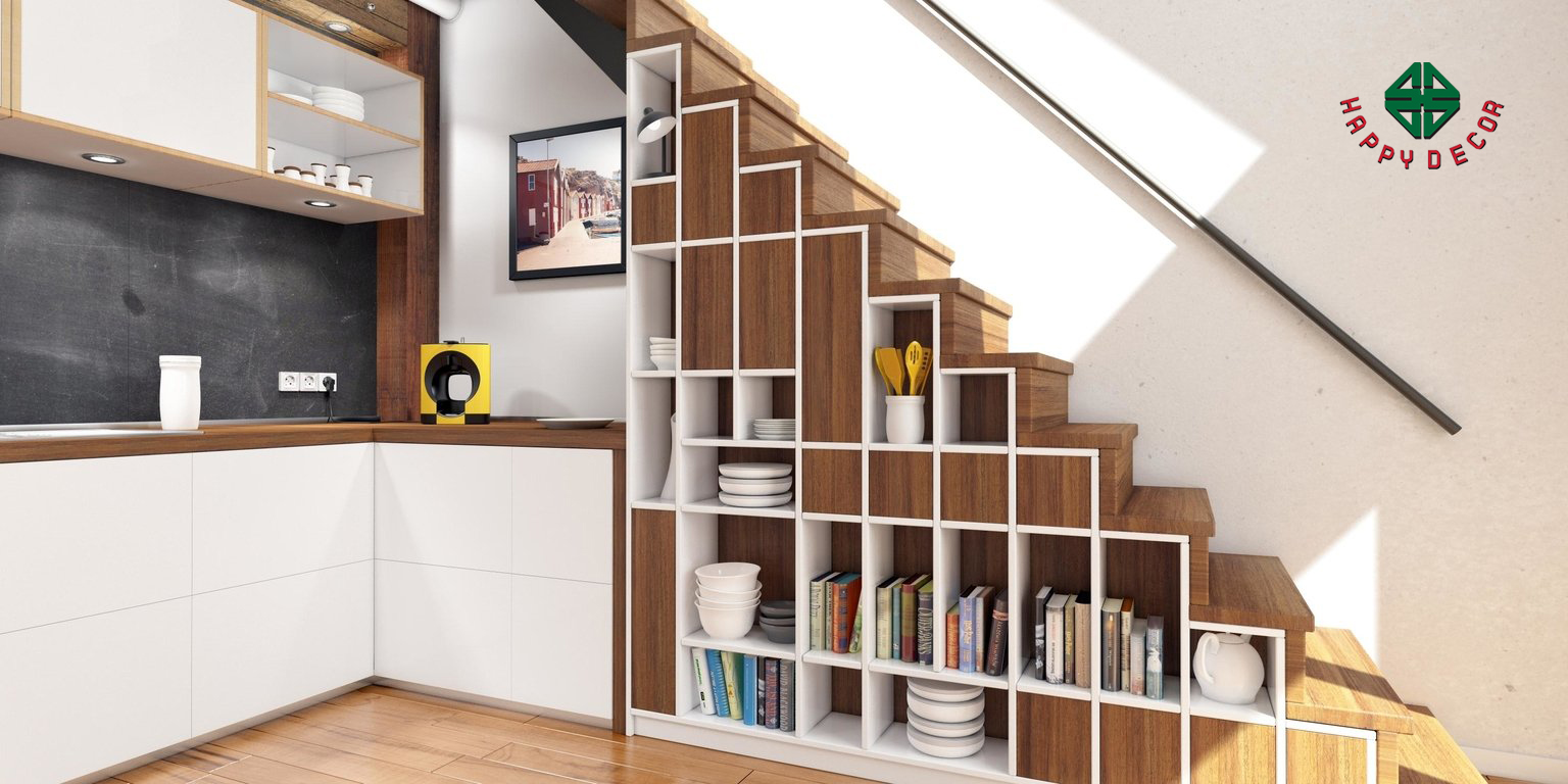 mẫu cầu thang gỗ công nghiệp tinh tế bắt mắt