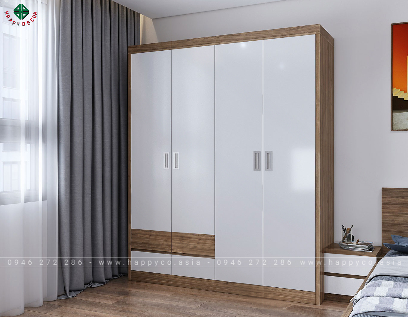 Tủ áo 4 buồng hiện đại TA6824